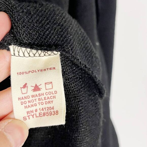 Hem & Thread Medium M Black Lace Up Sleeve Pullover Sweatshirt Crew Neck - Picture 7 of 8